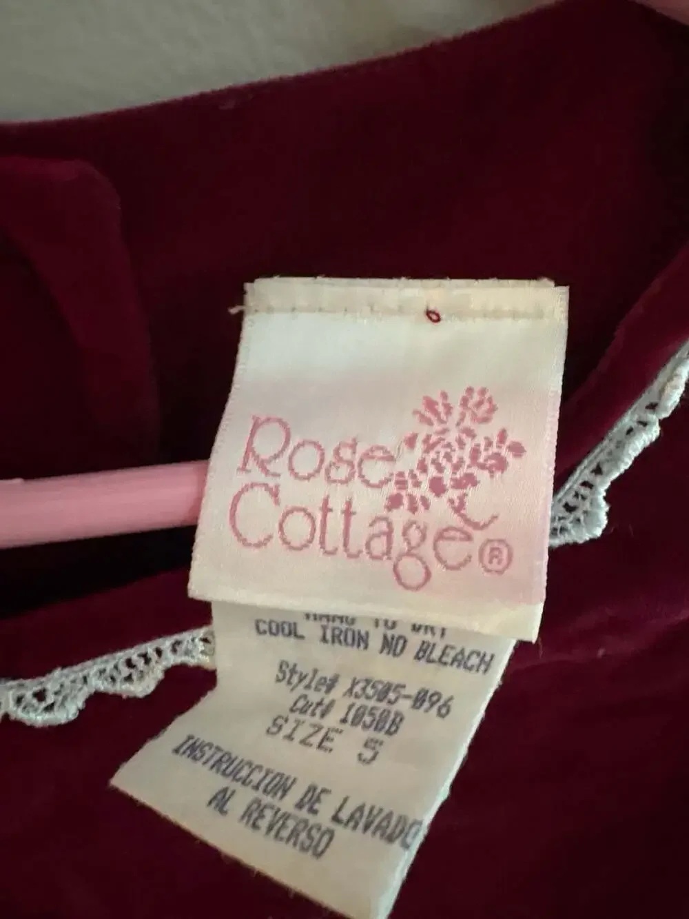 Rose Cottage Girls Velvet and Lace Christmas Holiday Dress